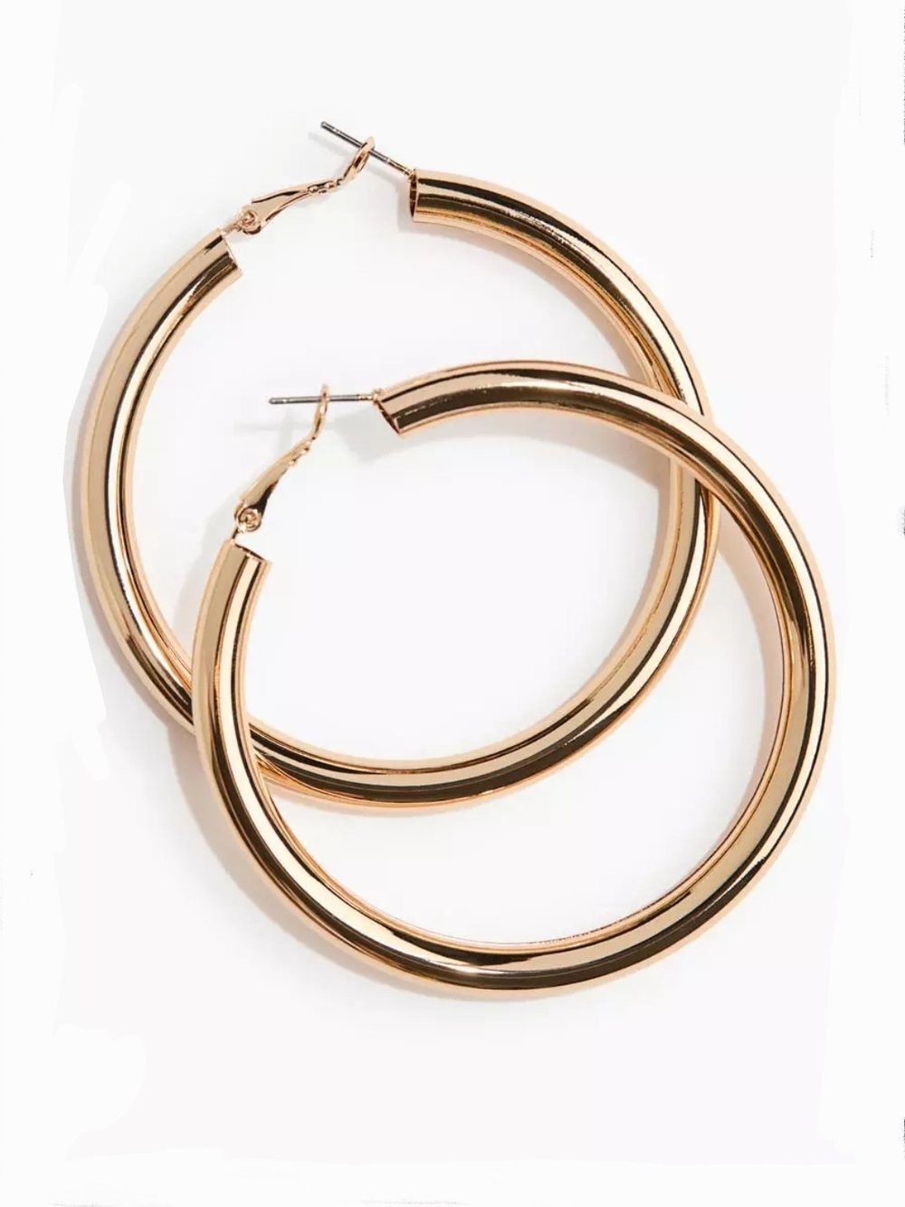 Classic Gold-toned Medium-to-Large Tube Hoop Earrings BNIB